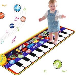 Kids Musical Piano Play Mat - Colorful Blue Keyboard